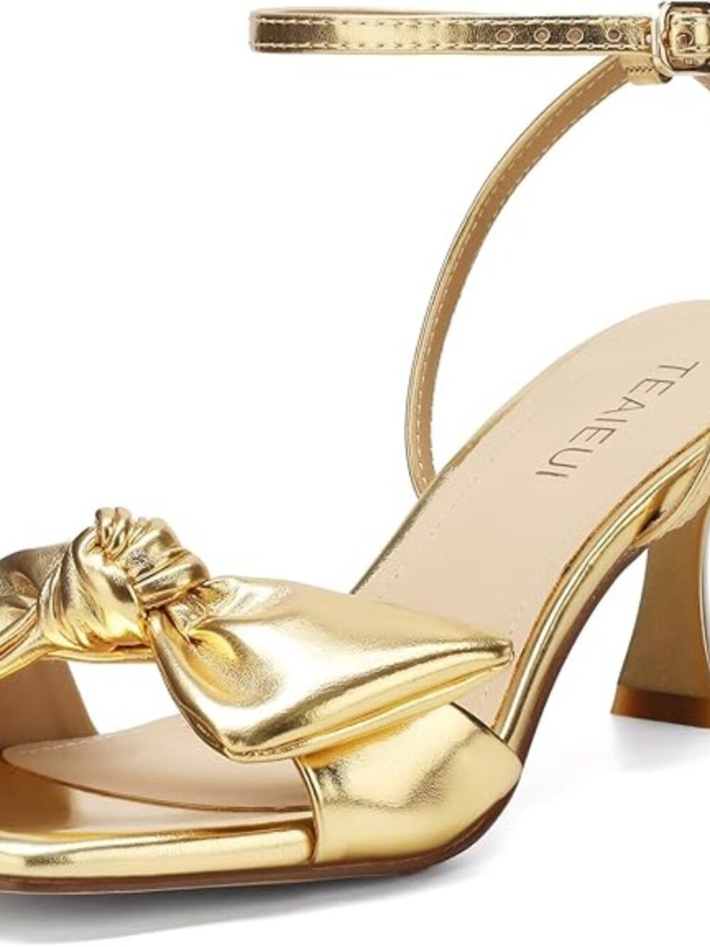 Gold Sandals with a Kitten Heel